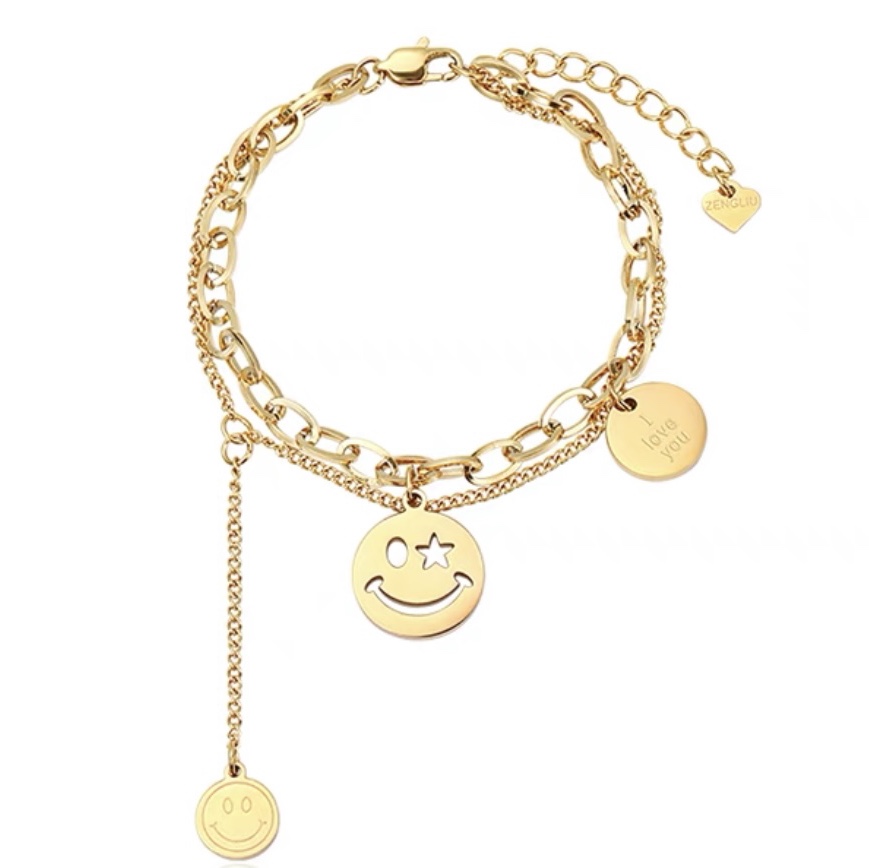 Bronze smiley bracelet