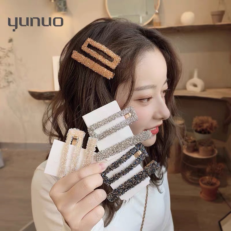 Two-piece set of light luxury hair clip one-line clip Korean simple edge clip hair clip girl bangs top clip hair clip headwear