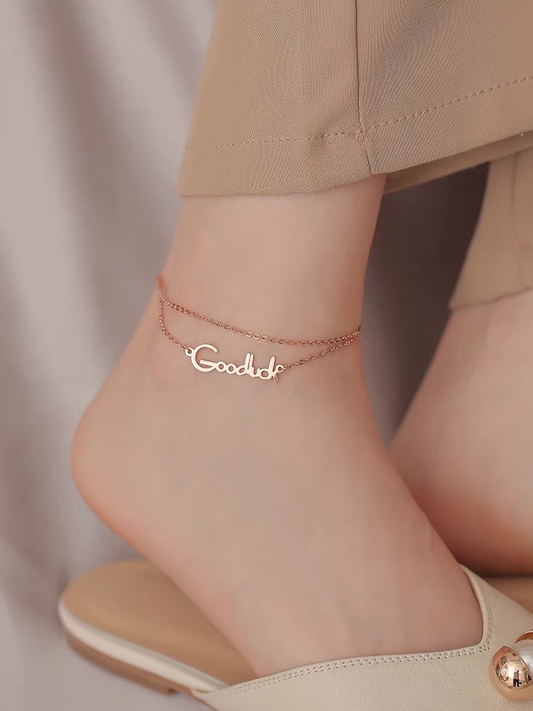 钛钢设计双层脚链女个性小众简约百搭饰品1细节图