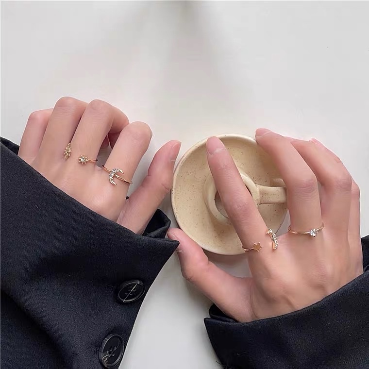 四件套组合套装戒指女时尚个性超仙气质星月小众设计感ins潮网红详情图2