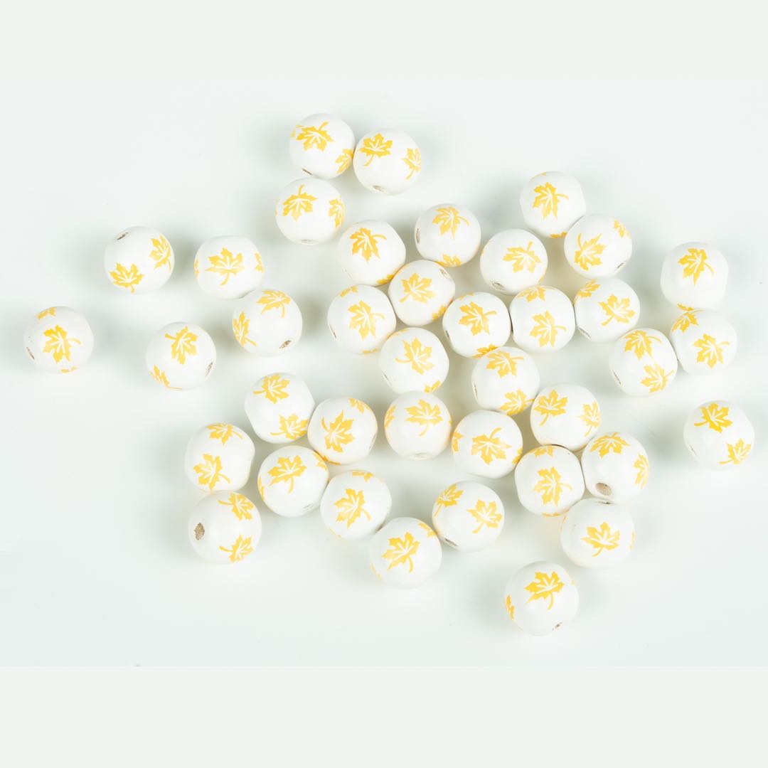 16mm lotus wood print maple leaf diy earrings, bracelet and necklace accessories detail image 9