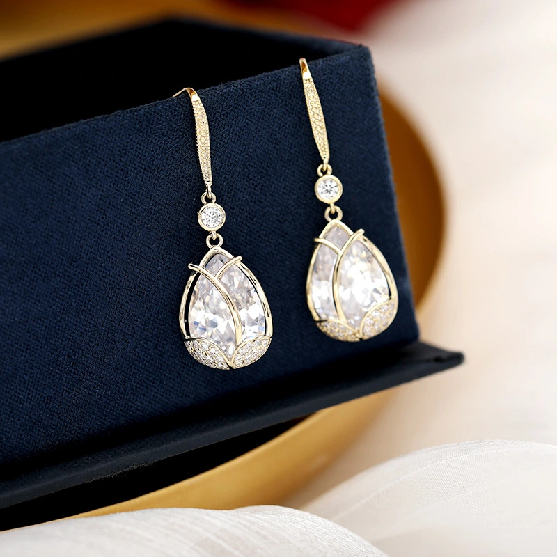 Wholesale of 2020 new tulip earrings, stylish and popular Korean long flower earrings S925 silver needle earrings detail image 6