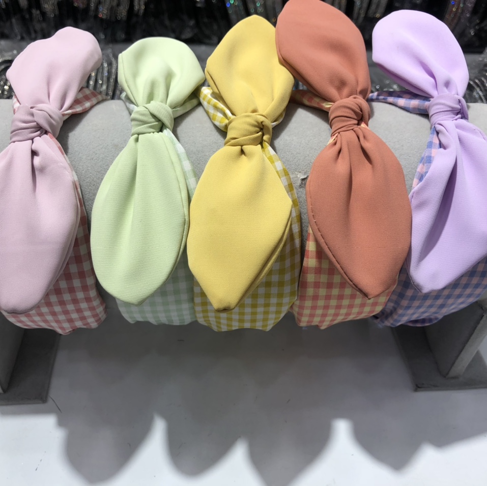 Checkered rabbit ears, knotted sunflower, fashionable and trendy ladies' hair band, headband, versatile headwear, hair accessories, Lu Jie accessories 1