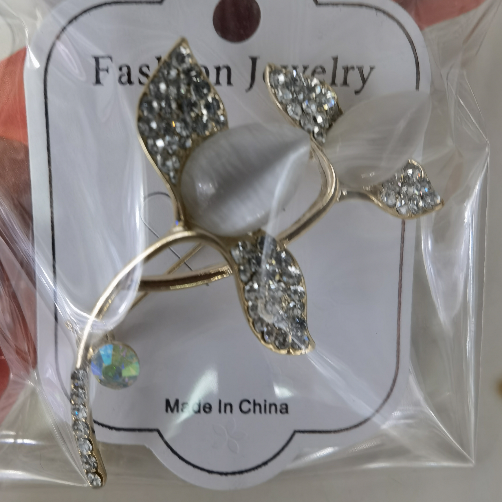 Opal flower brooch