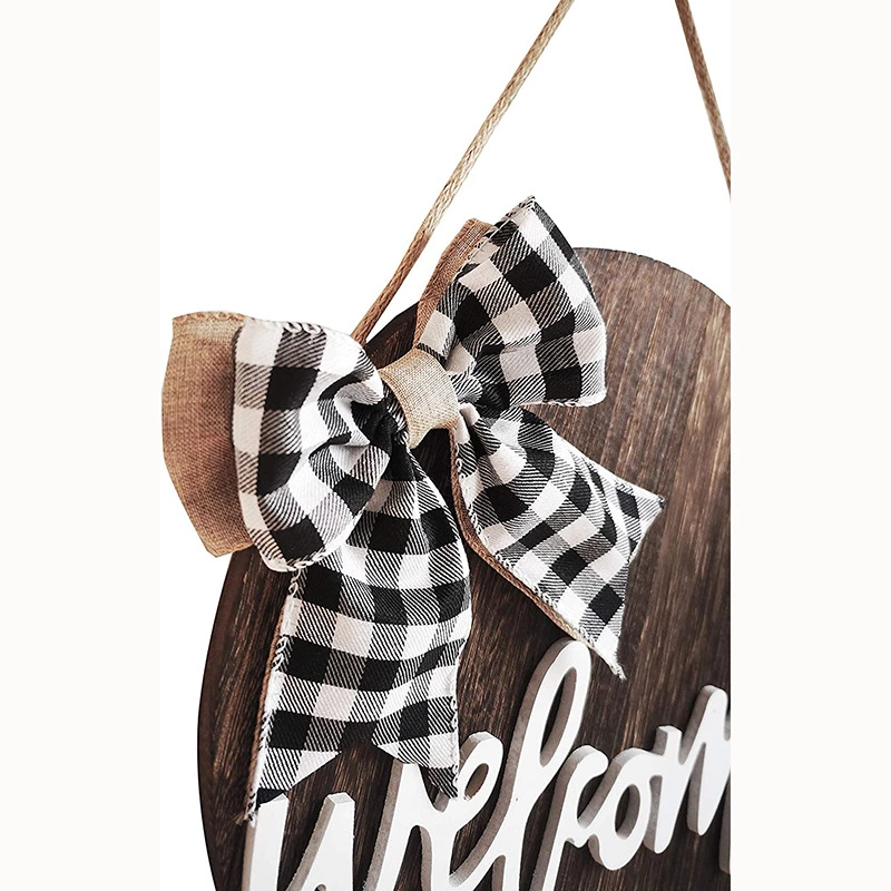 外贸亚马逊订制　欢迎光临圆型木质创意welcome挂牌门牌工艺品细节图