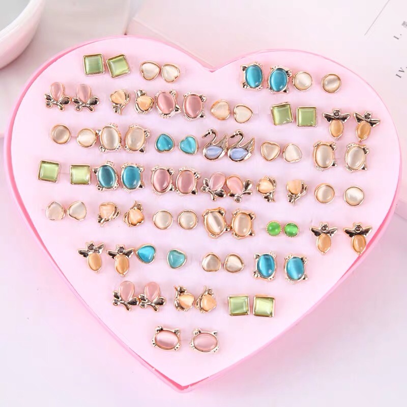 Allergy-proof cat eye temperament combination earrings