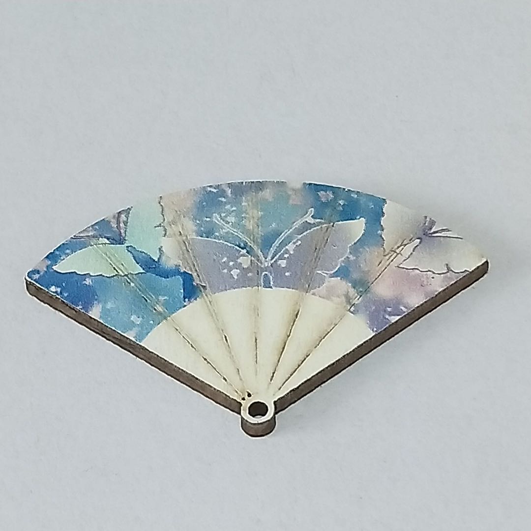 Wooden printed fan earrings necklace accessories detail image 9