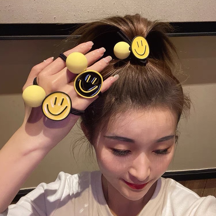 Aimeya Korean cartoon headwear Cute smiley face hair accessories Frosted simple elegant temperament Elastic band Net red Premium headband 039 thumbnail