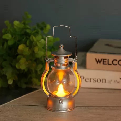 Christmas vintage small oil light electronic candle light LED small horse light creative decoration gifts Wind lamp wicks gold silver