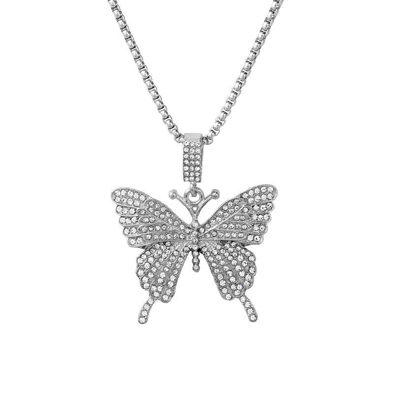 A butterfly necklace full of diamonds