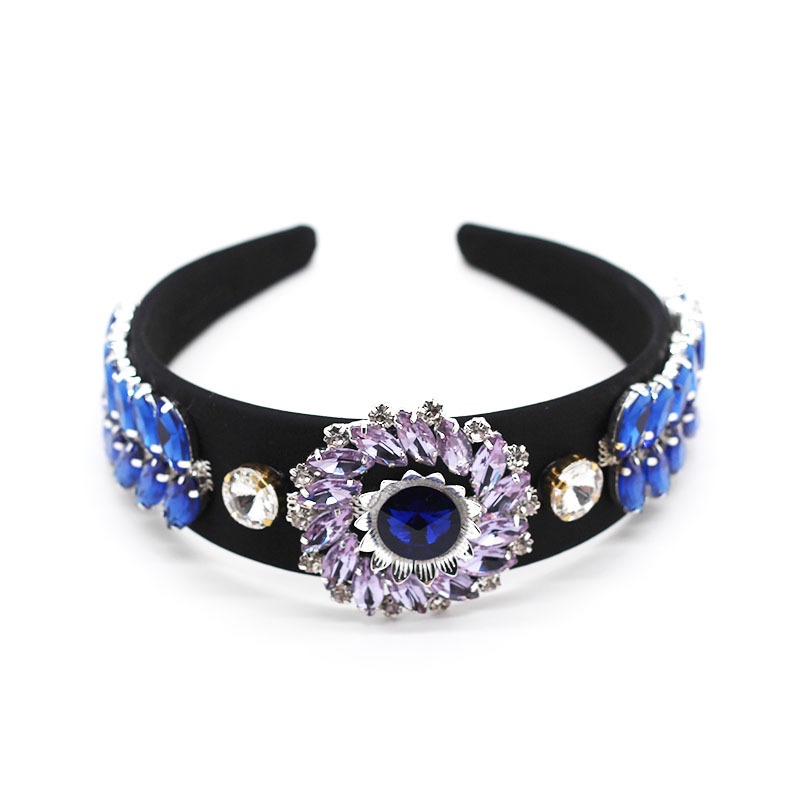 Baroque Fashion Europe And The United States Retro Palace Style Headband Wide Edge Set Diamond Gemstone Personality Headband