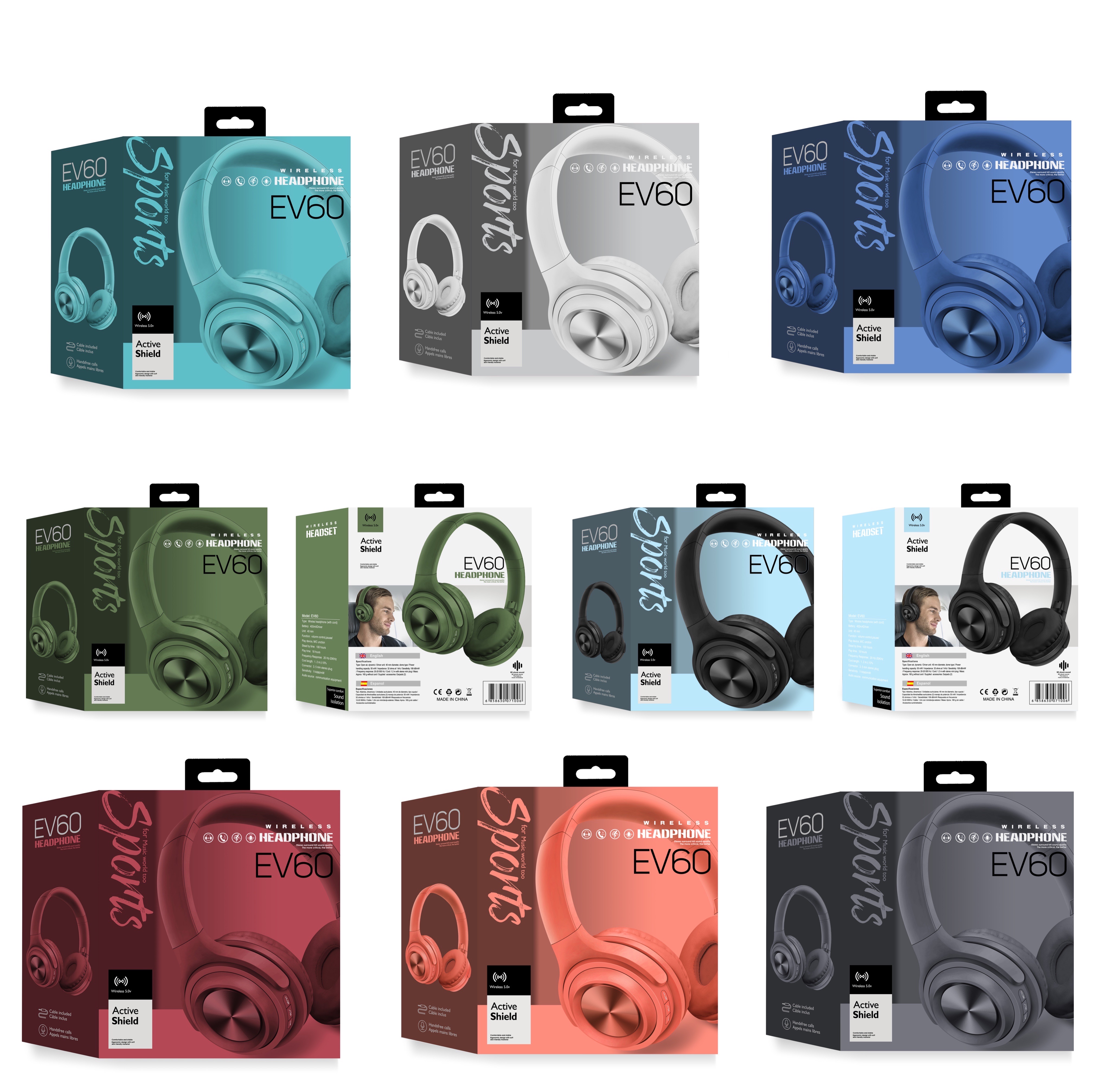 EV60 Bluetooth headphones with Bluetooth, card insertion and audio recording details Picture