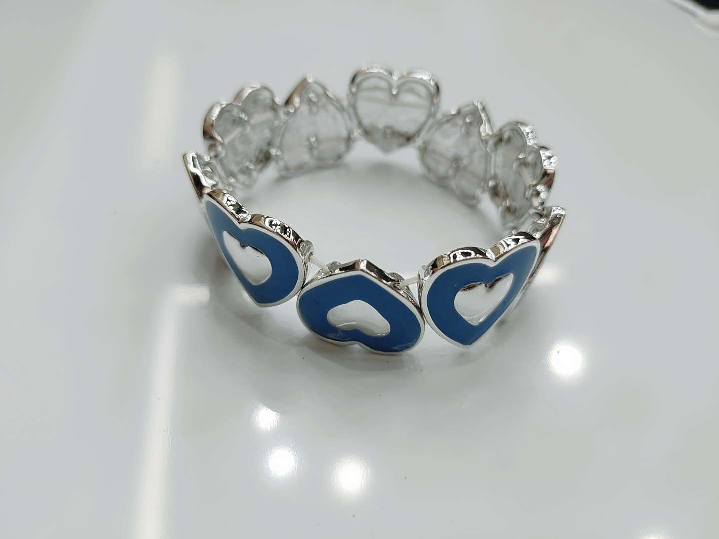 European and American creative and personalized metal color oil-dripping bracelet, trendy irregular elastic line bracelet Specification image