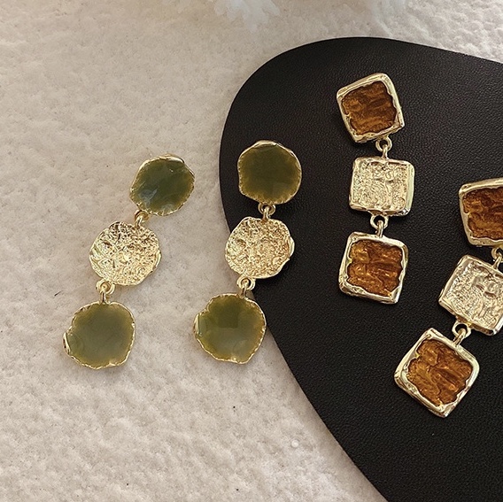 Autumn and winter vintage drop oil long earrings
