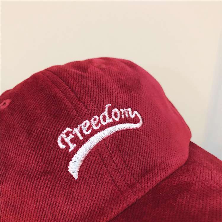 New corduroy baseball caps with embroidered letters, freedom, dark green men's and women's sun hats for autumn and winter details Picture