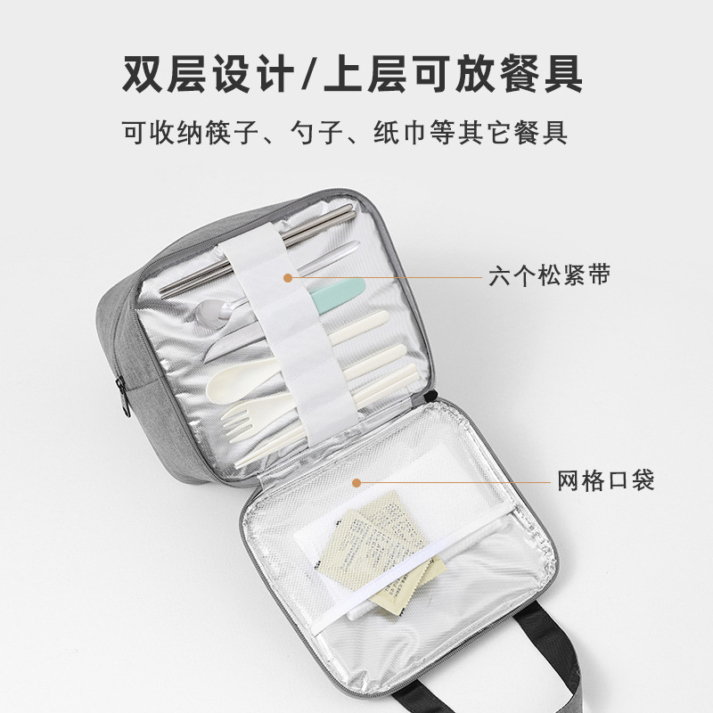New bento bag, insulated bag, double-layer lunch box, handbag, aluminum foil, large capacity, suitable for office workers and students to carry rice bags Application Scenario