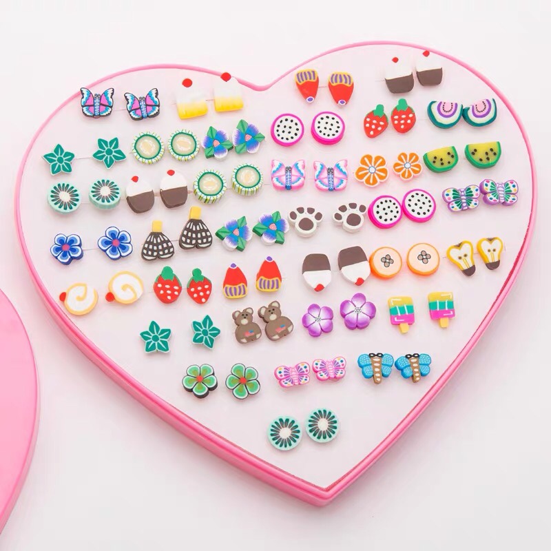 Simple fashion polymer clay small fresh earrings