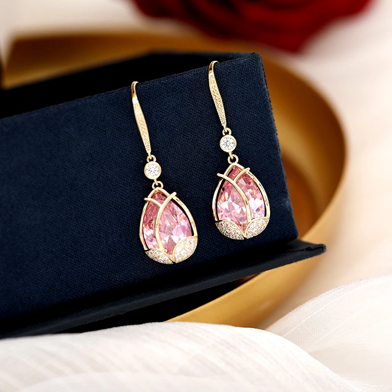 Wholesale of 2020 new tulip earrings, stylish and popular Korean long flower earrings S925 silver needle earrings detail image 2