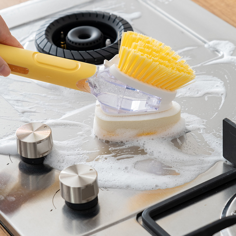 家用懒人刷厨房刷锅神器洗洁精半自动加液清洁刷子洗锅洗碗刷2个刷头详情图3