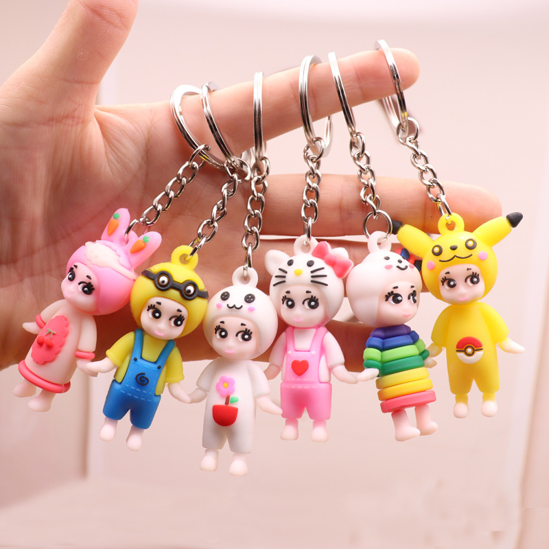 学生笔袋挂饰创意公仔钥匙圈儿童钥匙扣卡通软胶挂件活动小礼品
