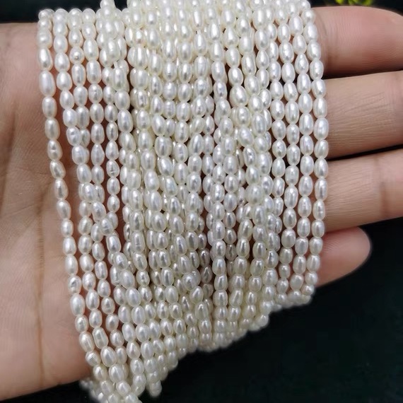 淡水小珍珠项链2-3mm米形散珠半成品材料 手工diy 真珠 正品