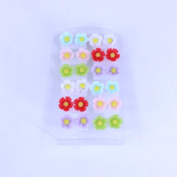 Frosted card pack 12 pairs of matte rose chrysanthemum stud earrings