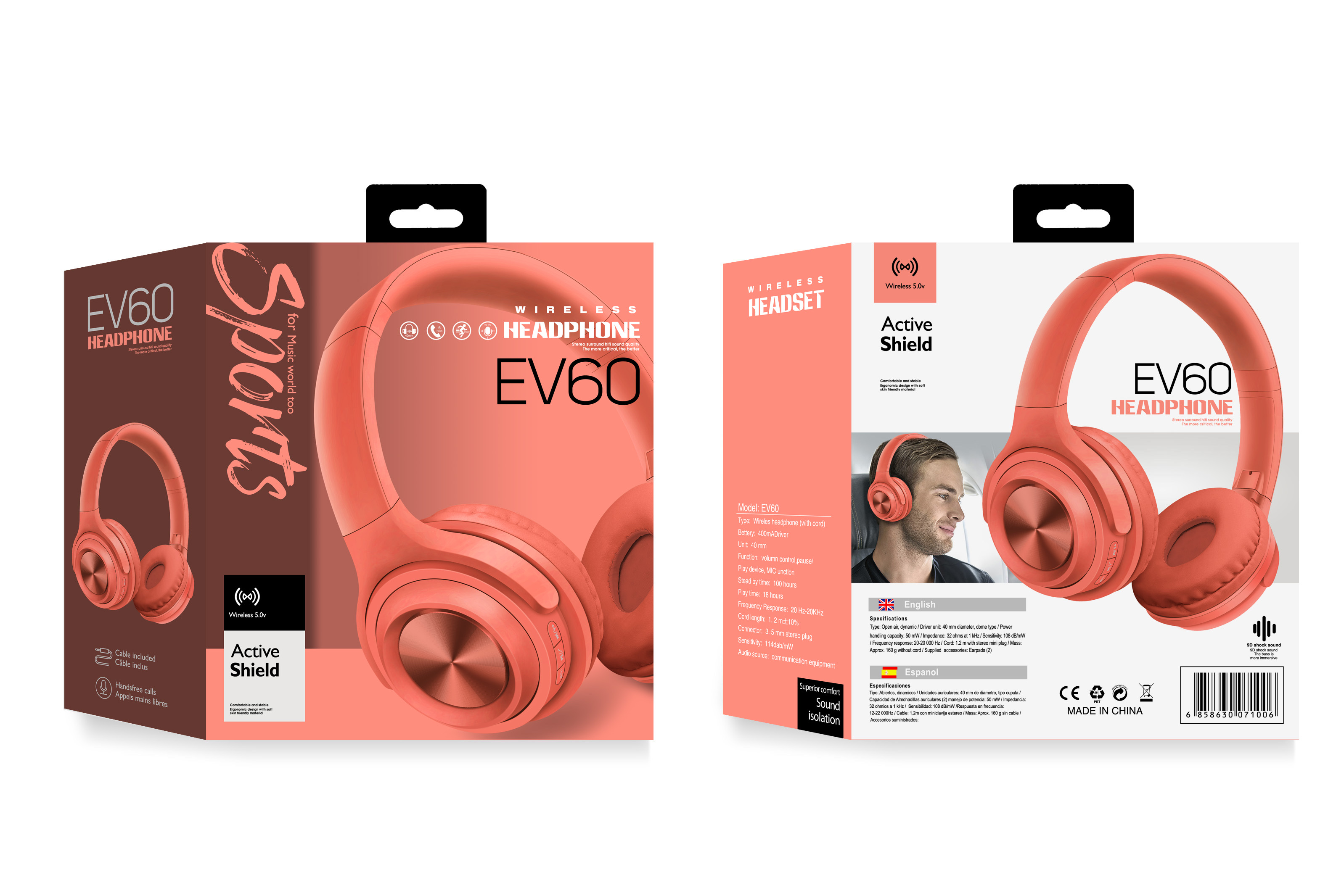 EV60 Bluetooth headphones with Bluetooth, card insertion and audio recording detail image 9