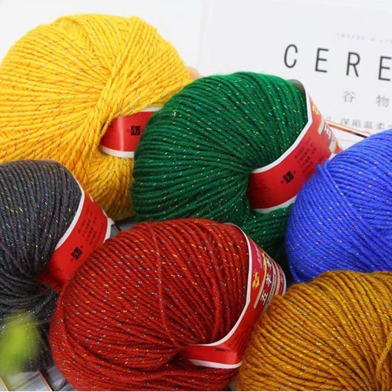 Seven color gold thread pure acrylic color silk coarse wool yarn hand-DIY crochet hook cotton slippers acrylic yarn 2