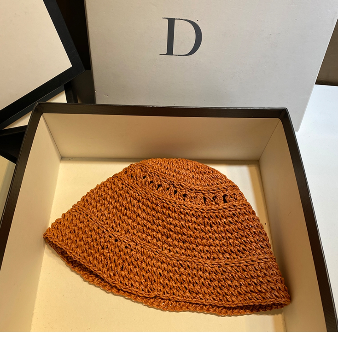 Japanese Suimoto woven straw hat fisherman hat foldable Korean bucket hat ins Korean summer sun protection woman