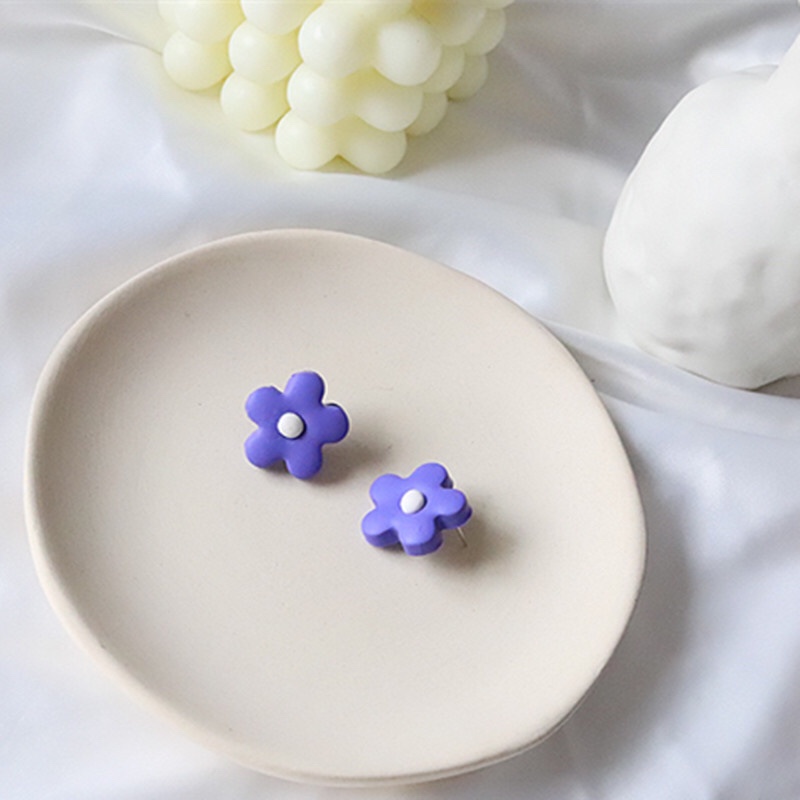 Multicolored flower terracotta stud earrings