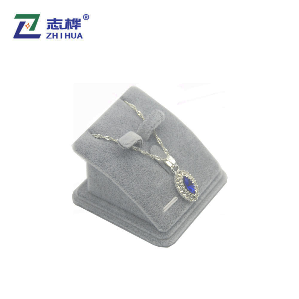 In-stock grey ice flower velvet jewelry display stand pendant base, creative jewelry stand, high-end velvet jewelry display base Application Scenario