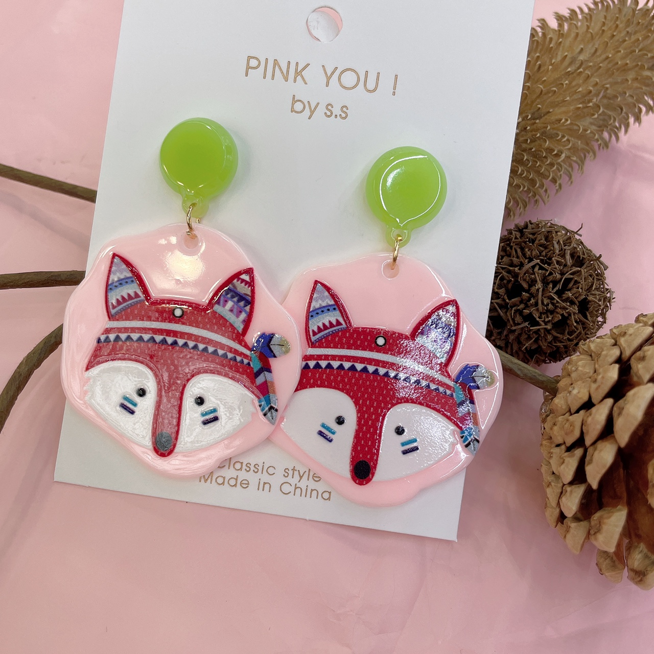 Holiday style exaggerated acrylic earrings Daisies fun portrait Japanese everything with ins studs earrings clip female butterfly thumbnail