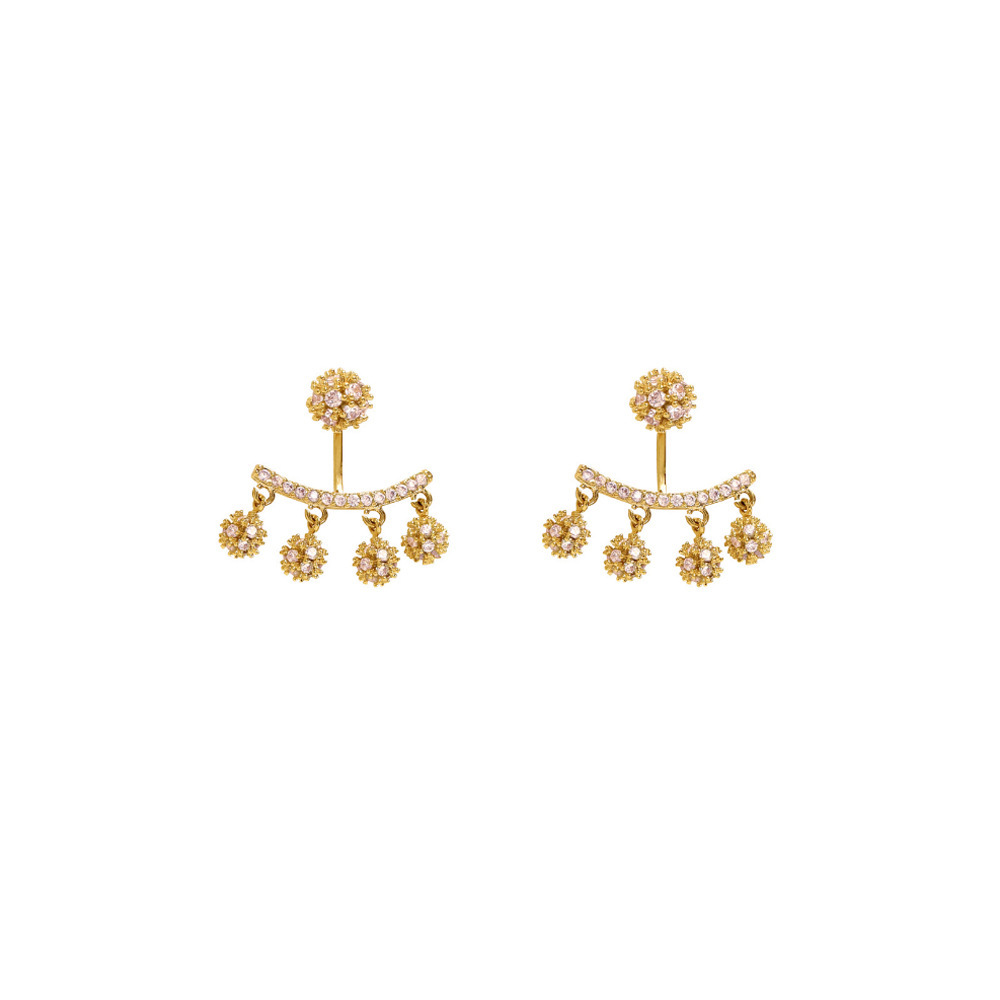 Star-style earrings s925 silver needle, two pairs of zircon ball stud earrings, fashionable and individual, super fairy-like temperament, women's earrings detail image 3