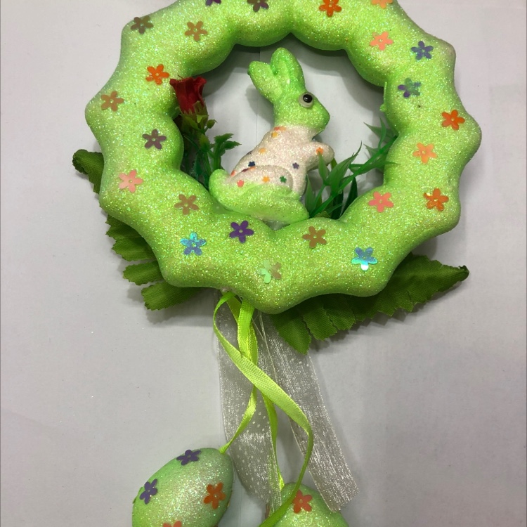 复活节金粉多角站兔绿色环