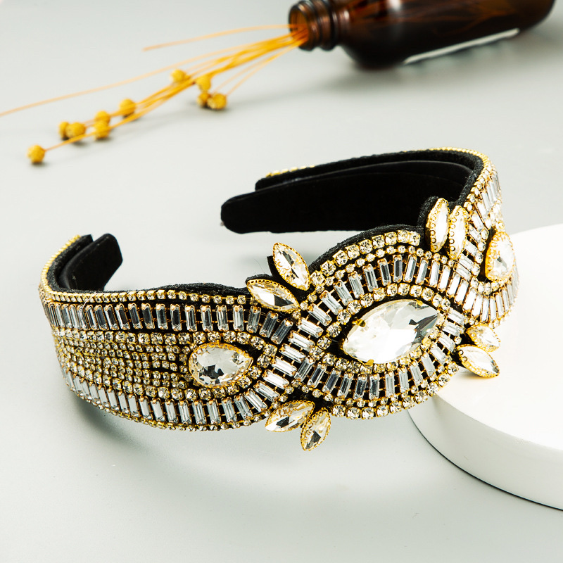 European and American personalized creative retro Baroque heavy water diamond hair band details Picture