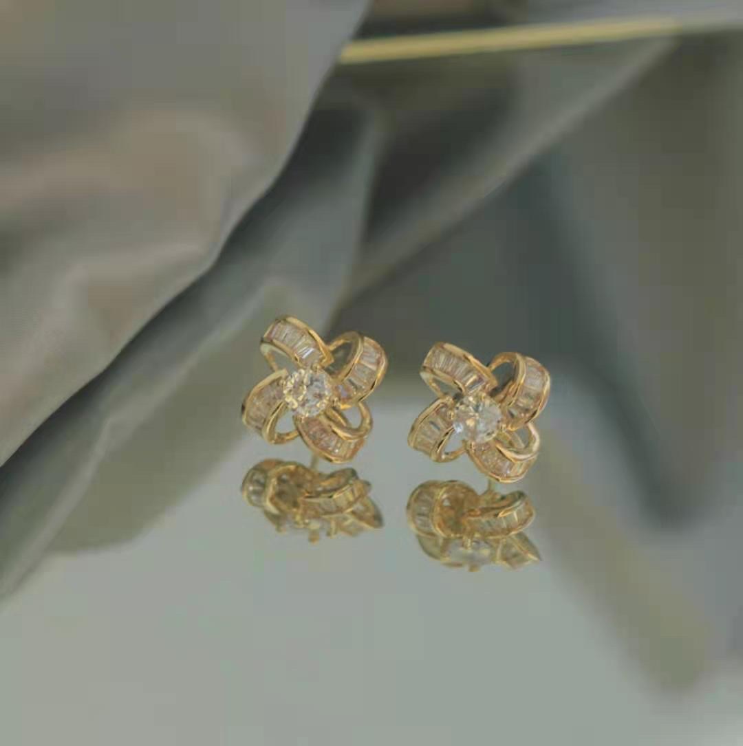 锆石镶嵌耳钉韩系产品图