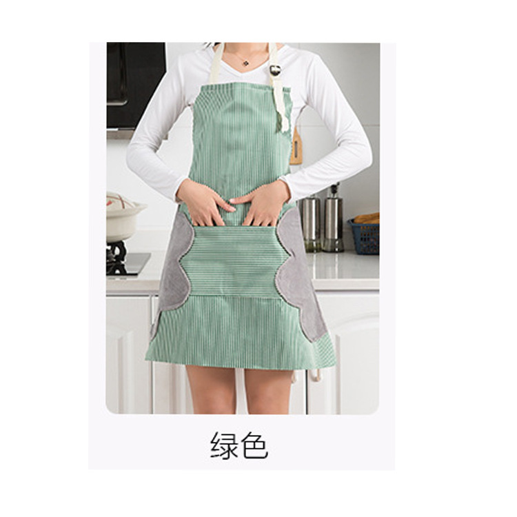 Korean-style kitchen waterproof, oil-proof and hand-wiping striped apron details Picture