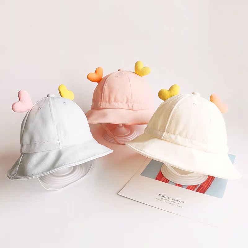 宝宝遮阳帽夏季盆帽爱心婴儿渔夫帽子字母刺绣可爱儿童女宝防晒帽详情图3