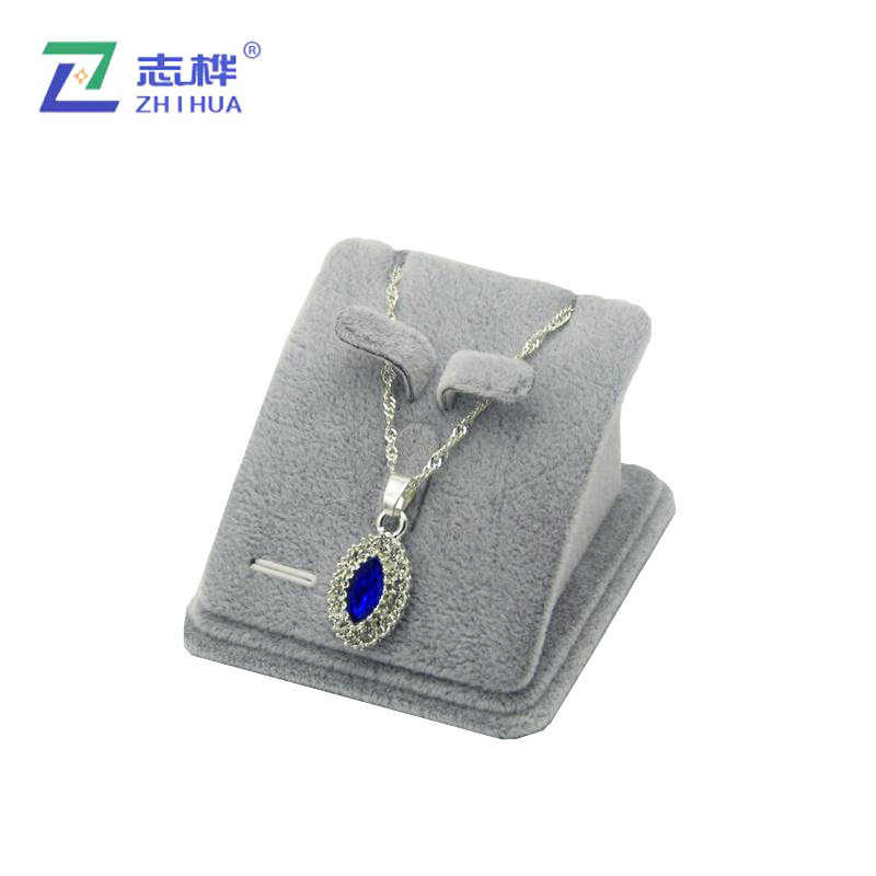 In-stock grey ice flower velvet jewelry display stand pendant base, creative jewelry stand, high-end velvet jewelry display base