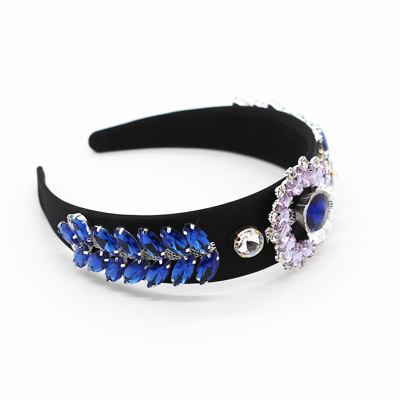 Baroque Fashion Europe And The United States Retro Palace Style Headband Wide Edge Set Diamond Gemstone Personality Headband Specification drawing