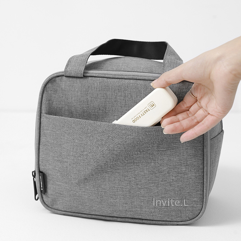 New bento bag, insulated bag, double-layer lunch box, handbag, aluminum foil, large capacity, suitable for office workers and students to carry rice bags Specification image