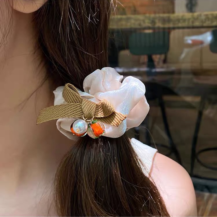 Emilia Bow, Large intestine hair band, cute hair band, girls' hair tie, summer retro ins, Korean hair tie, hair band, rubber band 040