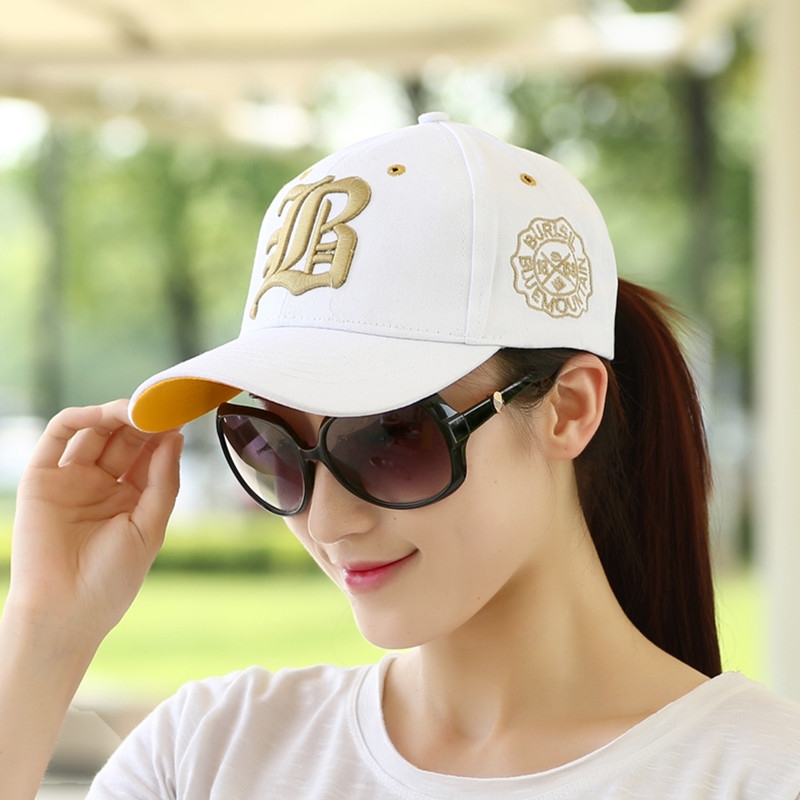 New pure cotton letter baseball caps for male and female students, couple curved sports caps, Korean-style versatile baseball caps
