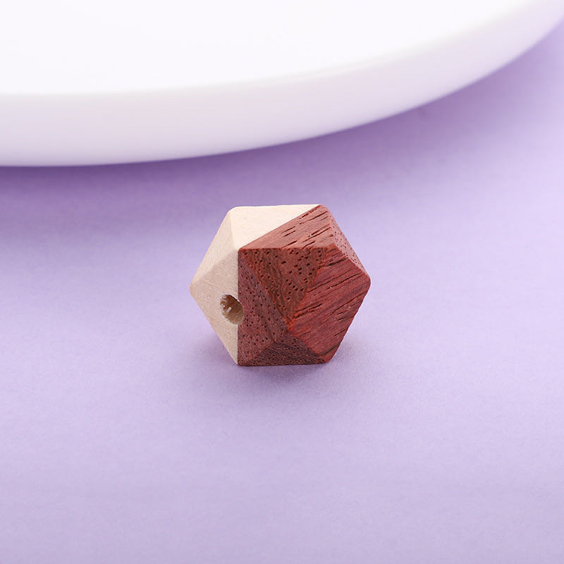 10mm spliced wood octagonal beads detail image 4
