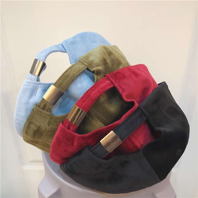 New corduroy baseball caps with embroidered letters, freedom, dark green men's and women's sun hats for autumn and winter Item Picture