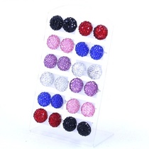 12 pairs of card filled with resin Star iron pin earrings round