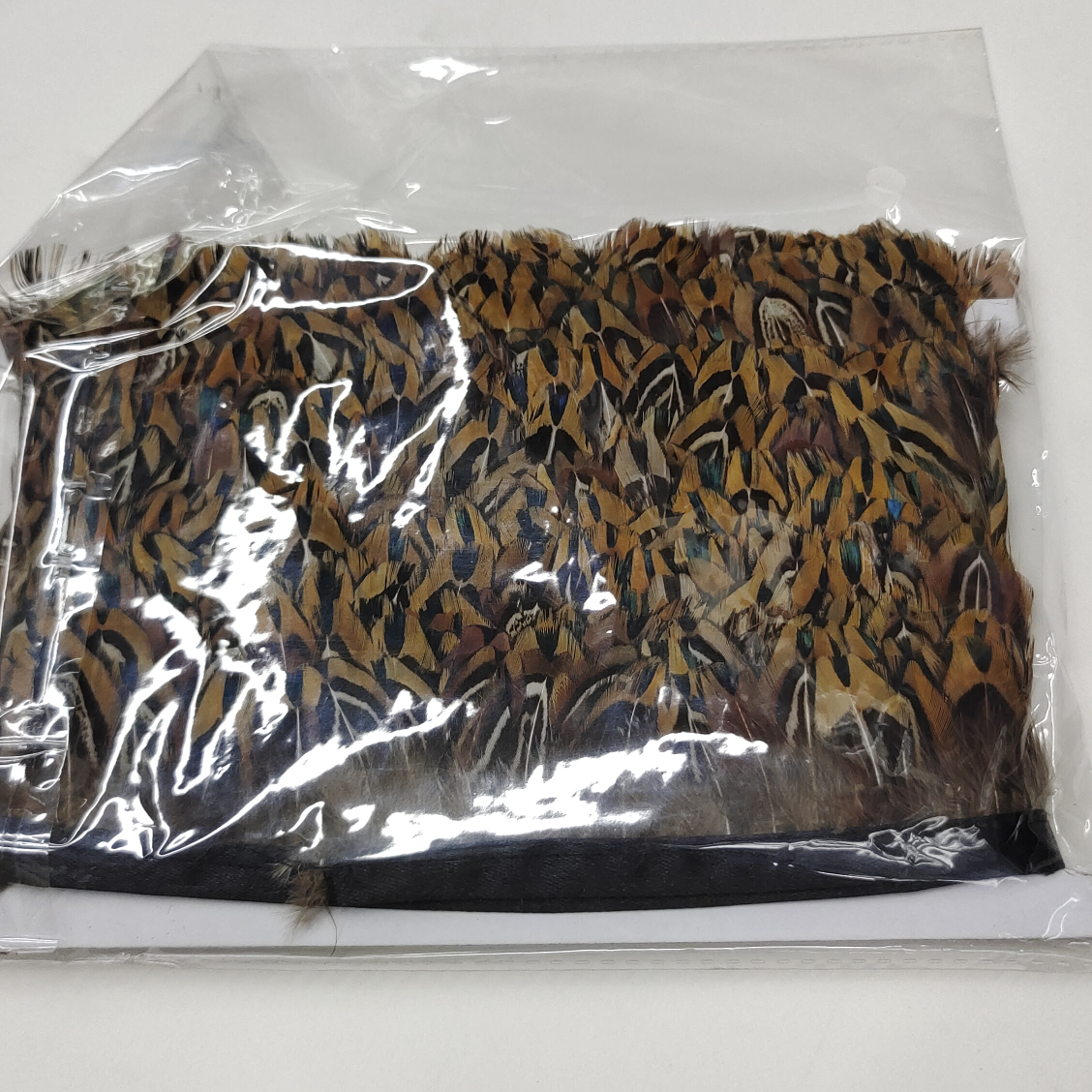 Pheasant small chang feather cloth bag natural color