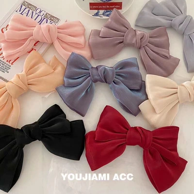 Bright Silk Bow Tie Cute Cloth Scrunchie Headband Elastic Band Yarn Elegant High Stretch Hair Simple Basic Headband Headband Headband Headpiece Hair Accessories