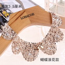 Korean fashion doll collar gold nail beads glitter female false collar pearl glitter decorated spring and autumn shirt sweater false collar 22