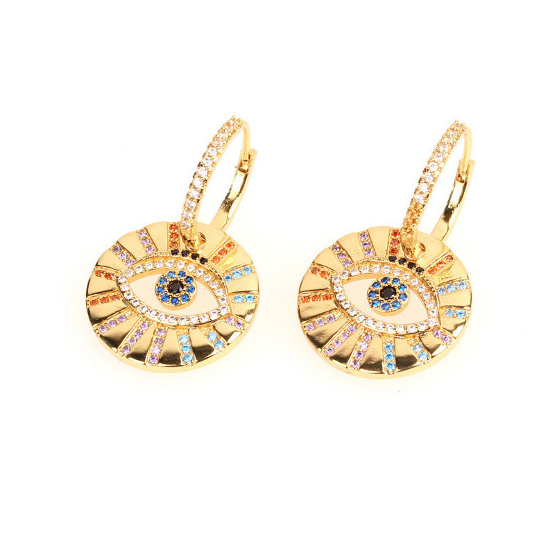 New cross-border INS accessories from Europe and America: Devil's Eye ear loops and ear rings, fashionable and trendy women's colorful diamond earrings detail image 2